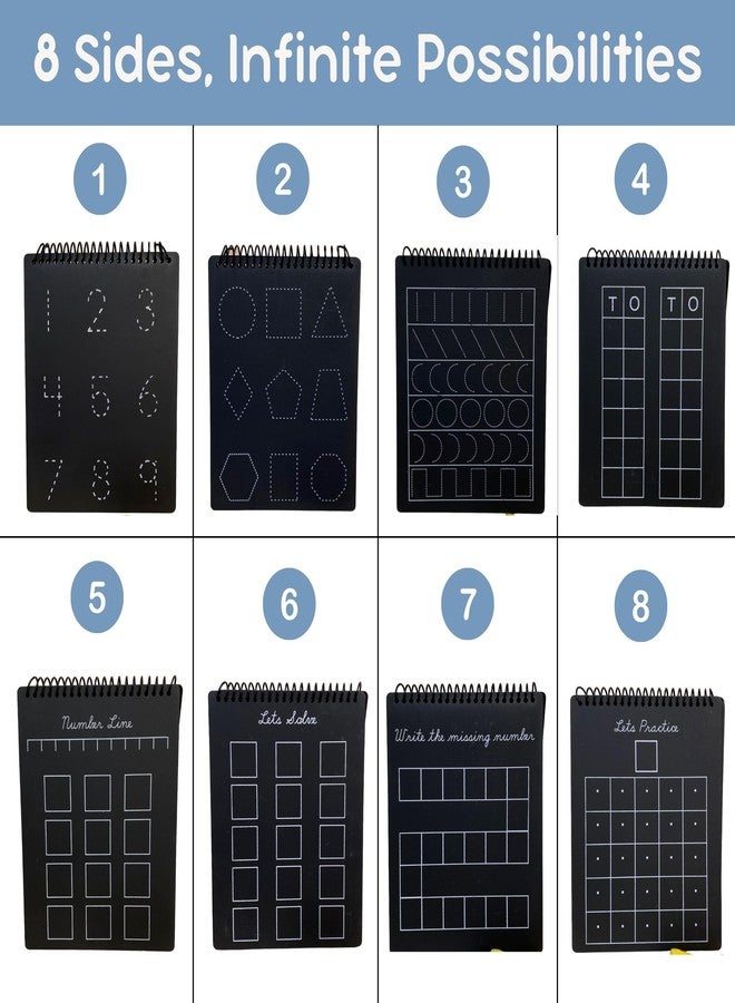 Berrybee لوحة مونتيسوري بيري بي ٨ في ١ لتعليم الكتابة للأطفال من عمر ٢ إلى ٦ سنوات | لوحة تتبع للأرقام والأشكال والأنماط | قابلة لإعادة الاستخدام لتدريب الكتابة اليدوية | تعليمية ومتينة للرياضيات - Image 4